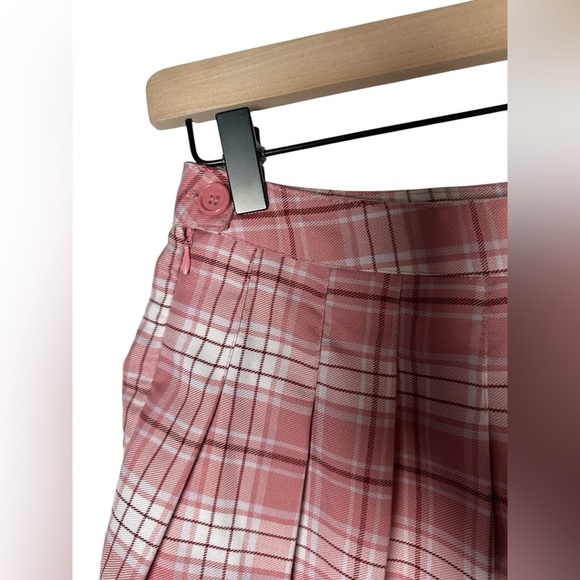 Forever 21 Pink Plaid Pleated Mini Skirt - Size Small Y2K - Picture 4 of 6